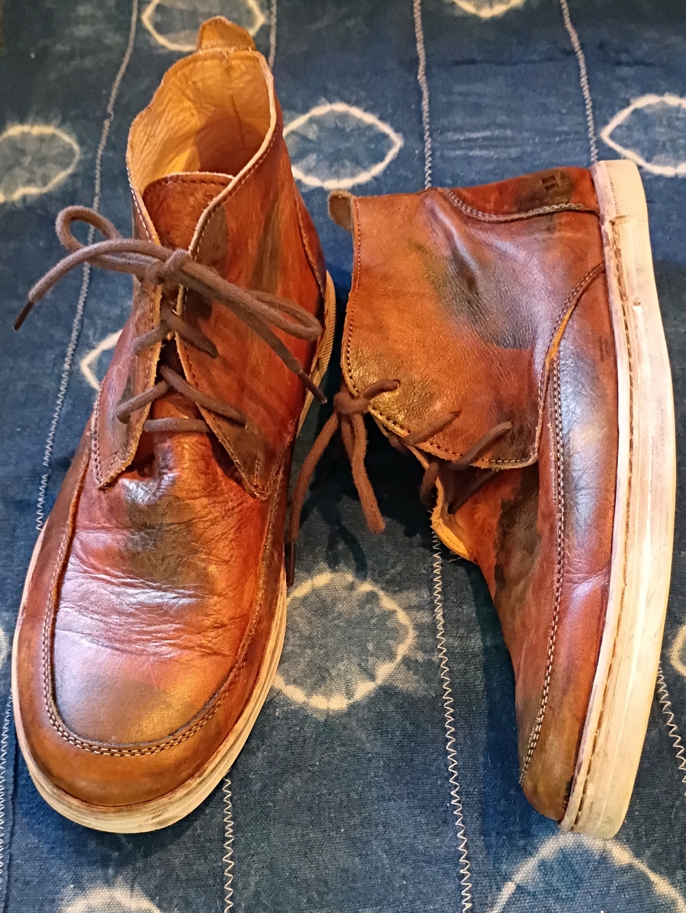 BED|STU Men's Cognac Leather Lace-Up Boots